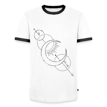 Abstract moon - Men's Ringer Shirt - white/black - Front - AI Model Female 172 light (172cm) & AI Model Male 178 dark (178cm)