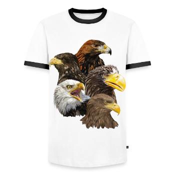 Birds of prey - Men's Ringer Shirt - white/black - Front - AI Model Female 172 light (172cm) & AI Model Male 178 dark (178cm)