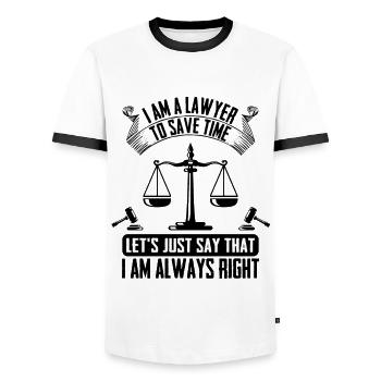 I am a lawyer i am always right - Men's Ringer Shirt - white/black - Front - AI Model Female 172 light (172cm) & AI Model Male 178 dark (178cm)