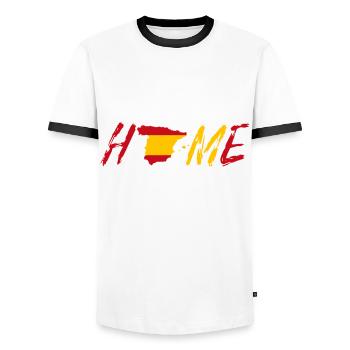 Spain Home - Men's Ringer Shirt - white/black - Front - AI Model Female 172 light (172cm) & AI Model Male 178 dark (178cm)