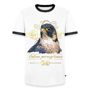 peregrine falcon - Men's Ringer Shirt - white/black - Front - AI Model Female 172 light (172cm) & AI Model Male 178 dark (178cm)