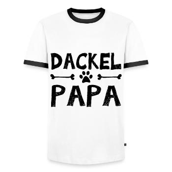 Dackel Vater - Männer Kontrast-T-Shirt - Weiß/Schwarz - Vorne - AI Model Female 172 light (172cm) & AI Model Male 178 dark (178cm)