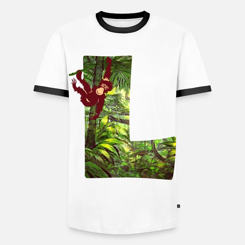 jungle with monkey l - Men's Ringer Shirt - white/black