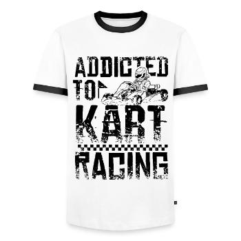 Addicted to go kart - Männer Kontrast-T-Shirt - Weiß/Schwarz - Vorne - AI Model Female 172 light (172cm) & AI Model Male 178 dark (178cm)