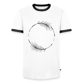 Schwarzer Kreis Rahmen mit Blättern - Männer Kontrast-T-Shirt - Weiß/Schwarz - Vorne - AI Model Female 172 light (172cm) & AI Model Male 178 dark (178cm)