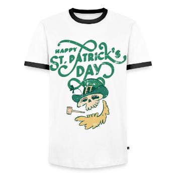 St Patrick's Day, - Men's Ringer Shirt - white/black - Front - AI Model Female 172 light (172cm) & AI Model Male 178 dark (178cm)