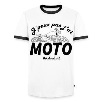 jpeux pas j ai moto - T-shirt contrasté Homme - blanc/noir - Devant - AI Model Female 172 light (172cm) & AI Model Male 178 dark (178cm)
