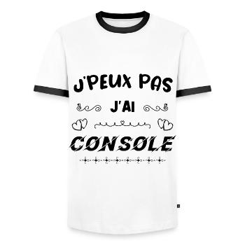 J'peux pas j'ai console - T-shirt contrasté Homme - blanc/noir - Devant - AI Model Female 172 light (172cm) & AI Model Male 178 dark (178cm)