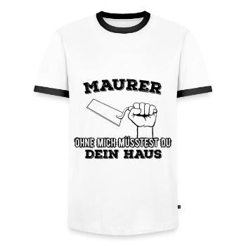 Maurer - ohne mich - Haus selber bauen - Männer Kontrast-T-Shirt - Weiß/Schwarz - Vorne - AI Model Female 172 light (172cm) & AI Model Male 178 dark (178cm)