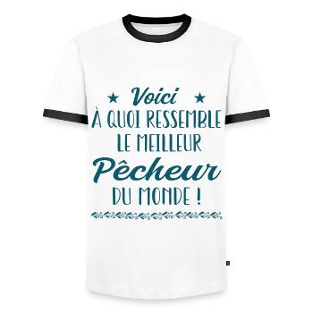 Voici à quoi ressemble meilleur pêcheur du monde - T-shirt contrasté Homme - blanc/noir - Devant - AI Model Female 172 light (172cm) & AI Model Male 178 dark (178cm)