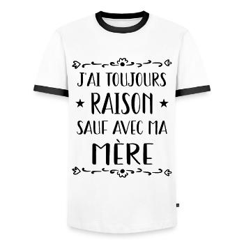 je t aime ou un truc dans le genre - T-shirt contrasté Homme - blanc/noir - Devant - AI Model Female 172 light (172cm) & AI Model Male 178 dark (178cm)