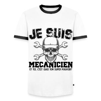 Je suis mécanicien super pouvoir - T-shirt contrasté Homme - blanc/noir - Devant - AI Model Female 172 light (172cm) & AI Model Male 178 dark (178cm)