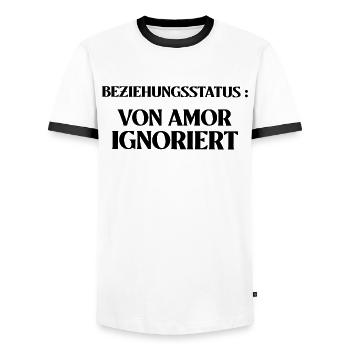 Single Spruch Beziehungsstatus Ledig - Männer Kontrast-T-Shirt - Weiß/Schwarz - Vorne - AI Model Female 172 light (172cm) & AI Model Male 178 dark (178cm)