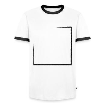 Weathered rectangular frame - Men's Ringer Shirt - white/black - Front - AI Model Female 172 light (172cm) & AI Model Male 178 dark (178cm)