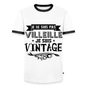 Je ne suis pas vieille je suis vintage ! - T-shirt contrasté Homme - blanc/noir - Devant - AI Model Female 172 light (172cm) & AI Model Male 178 dark (178cm)