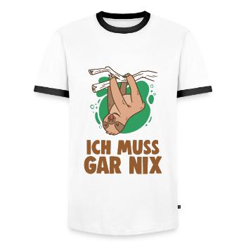 ich muss garnix Faultier - Männer Kontrast-T-Shirt - Weiß/Schwarz - Vorne - AI Model Female 172 light (172cm) & AI Model Male 178 dark (178cm)
