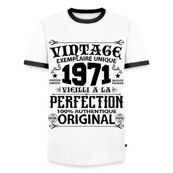 1971 Vintage Anniversaire 1971 original birthday - T-shirt contrasté Homme - blanc/noir - Devant - AI Model Female 172 light (172cm) & AI Model Male 178 dark (178cm)