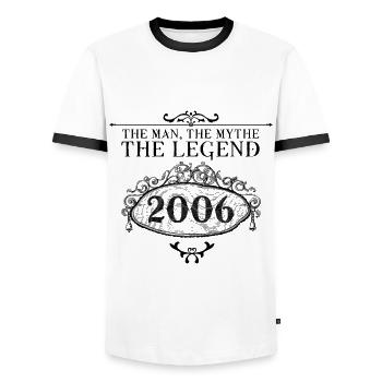 2006| Die Legende seit 2006 Geburtstag - Männer Kontrast-T-Shirt - Weiß/Schwarz - Vorne - AI Model Female 172 light (172cm) & AI Model Male 178 dark (178cm)