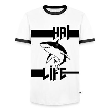 Requin hai-vie biologie marine sous-marine Requin - T-shirt contrasté Homme - blanc/noir - Devant - AI Model Female 172 light (172cm) & AI Model Male 178 dark (178cm)