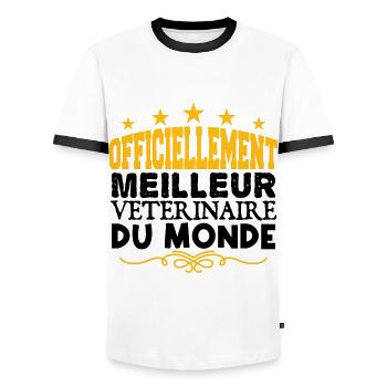 Vétérinaire | le Meilleur Vétérinaire cadeau Vétér - T-shirt contrasté Homme - blanc/noir - Devant - AI Model Female 172 light (172cm) & AI Model Male 178 dark (178cm)