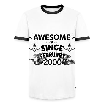 February 2000 | Awesome 2000 | born in February - T-shirt contrasté Homme - blanc/noir - Devant - AI Model Female 172 light (172cm) & AI Model Male 178 dark (178cm)