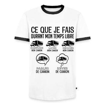 Chauffeur de camion Chauffeur de camion Chauffeur - T-shirt contrasté Homme - blanc/noir - Devant - AI Model Female 172 light (172cm) & AI Model Male 178 dark (178cm)