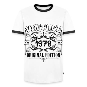 1978 | Vintage Aged Original 1978 birthday gift - T-shirt contrasté Homme - blanc/noir - Devant - AI Model Female 172 light (172cm) & AI Model Male 178 dark (178cm)
