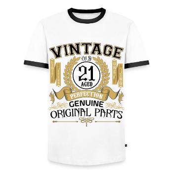 Vintage 21 ans - cadeau d'anniversaire 21 ans !!! - T-shirt contrasté Homme - blanc/noir - Devant - AI Model Female 172 light (172cm) & AI Model Male 178 dark (178cm)
