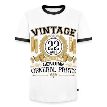 Vintage 22 years - birthday gift 22 years !!! - Men's Ringer Shirt - white/black - Front - AI Model Female 172 light (172cm) & AI Model Male 178 dark (178cm)