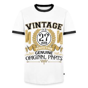 Vintage 27 years old - birthday gift 27 years !! - Men's Ringer Shirt - white/black - Front - AI Model Female 172 light (172cm) & AI Model Male 178 dark (178cm)