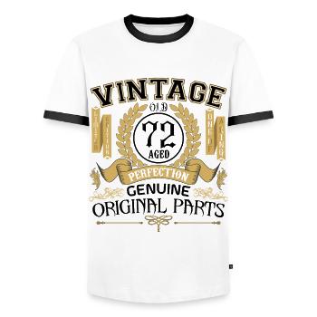 Vintage 72 ans - cadeau d’anniversaire 72 ans !!! - T-shirt contrasté Homme - blanc/noir - Devant - AI Model Female 172 light (172cm) & AI Model Male 178 dark (178cm)