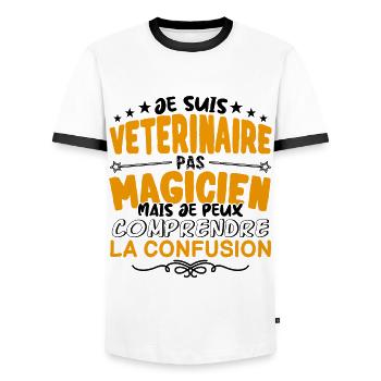 Vétérinaire pas Magicien | le Meilleur Vétérinair - T-shirt contrasté Homme - blanc/noir - Devant - AI Model Female 172 light (172cm) & AI Model Male 178 dark (178cm)