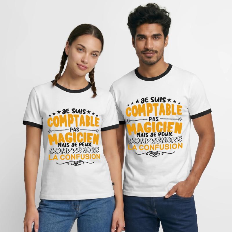 Comptable pas Magicien | le Meilleur Comptable ca T-shirt contrasté Homme