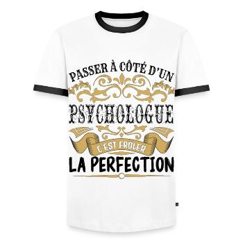 Psychologue | le Meilleur cadeau Psychologue - T-shirt contrasté Homme - blanc/noir - Devant - AI Model Female 172 light (172cm) & AI Model Male 178 dark (178cm)