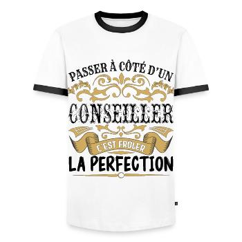 Conseiller | le Meilleur cadeau Conseiller - T-shirt contrasté Homme - blanc/noir - Devant - AI Model Female 172 light (172cm) & AI Model Male 178 dark (178cm)
