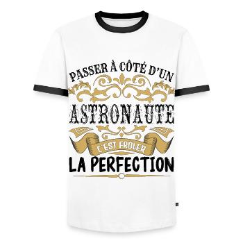 Astronaute | le Meilleur cadeau Astronaute - T-shirt contrasté Homme - blanc/noir - Devant - AI Model Female 172 light (172cm) & AI Model Male 178 dark (178cm)