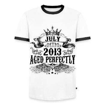 2013 | July Aged Perfectly 2013 birthday gift - T-shirt contrasté Homme - blanc/noir - Devant - AI Model Female 172 light (172cm) & AI Model Male 178 dark (178cm)