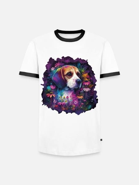 Beagle Beagle Motif Gift - Men's Ringer Shirt - white/black