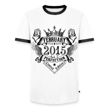 Vintage Février 2015 Février 2015 né en Février - T-shirt contrasté Homme - blanc/noir - Devant - AI Model Female 172 light (172cm) & AI Model Male 178 dark (178cm)