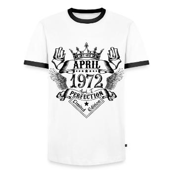 Vintage Avril 1972 Avril 1972 né en Avril - T-shirt contrasté Homme - blanc/noir - Devant - AI Model Female 172 light (172cm) & AI Model Male 178 dark (178cm)