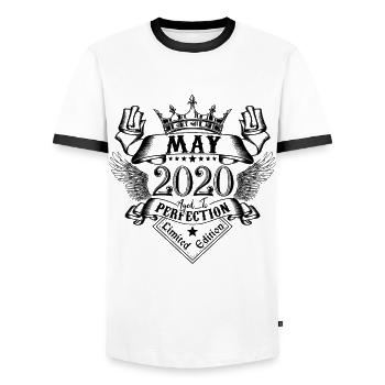 Jahrgang Mai 2020 Mai 2020 geboren im Mai - Männer Kontrast-T-Shirt - Weiß/Schwarz - Vorne - AI Model Female 172 light (172cm) & AI Model Male 178 dark (178cm)