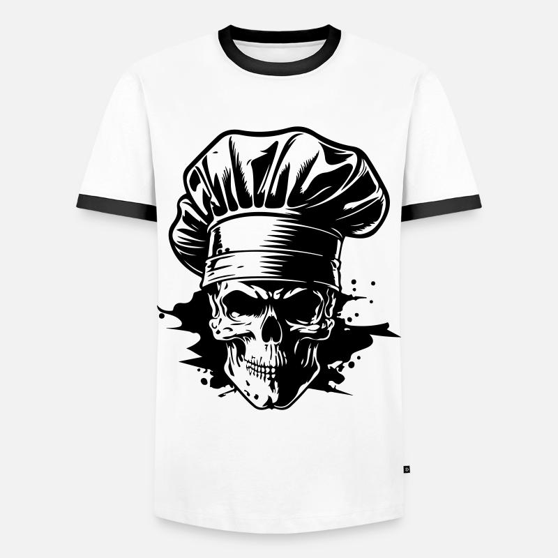Koch Skelett Chef - Männer Kontrast-T-Shirt - Weiß/Schwarz