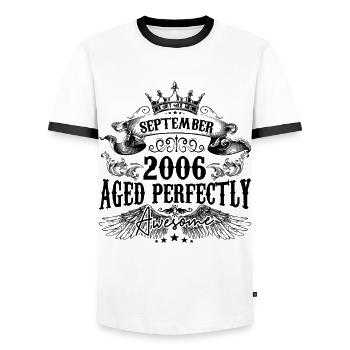 Anniversaire 2006 Septembre 2006 né en Septembre - T-shirt contrasté Homme - blanc/noir - Devant - AI Model Female 172 light (172cm) & AI Model Male 178 dark (178cm)