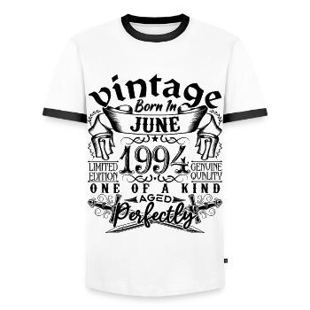 Geburtstag 1994 Juni 1994! geboren im Juni 1994 - Männer Kontrast-T-Shirt - Weiß/Schwarz - Vorne - AI Model Female 172 light (172cm) & AI Model Male 178 dark (178cm)