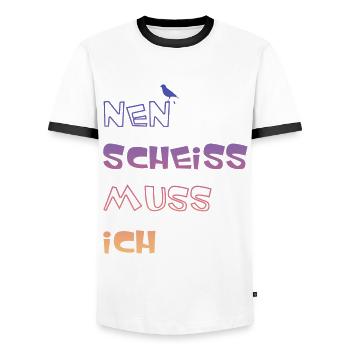 Nen Scheiss muss ich, lustige Sprüche - Männer Kontrast-T-Shirt - Weiß/Schwarz - Vorne - AI Model Female 172 light (172cm) & AI Model Male 178 dark (178cm)