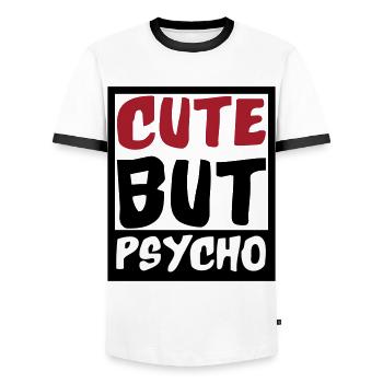Cute but Psycho | Colors changeable - Men's Ringer Shirt - white/black - Front - AI Model Female 172 light (172cm) & AI Model Male 178 dark (178cm)