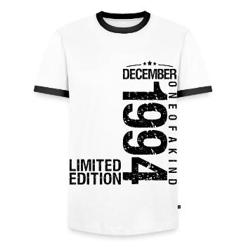 Birthday December 1994 December born in December - Men's Ringer Shirt - white/black - Front - AI Model Female 172 light (172cm) & AI Model Male 178 dark (178cm)
