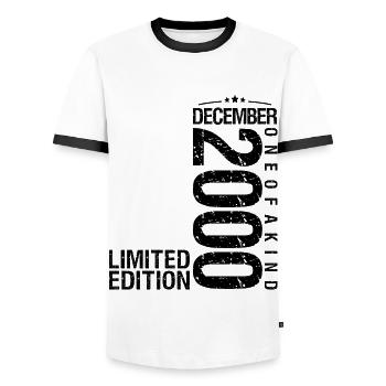 Birthday December 2000 December born in December - Men's Ringer Shirt - white/black - Front - AI Model Female 172 light (172cm) & AI Model Male 178 dark (178cm)