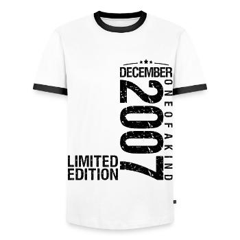Birthday December 2007 December born in December - Men's Ringer Shirt - white/black - Front - AI Model Female 172 light (172cm) & AI Model Male 178 dark (178cm)