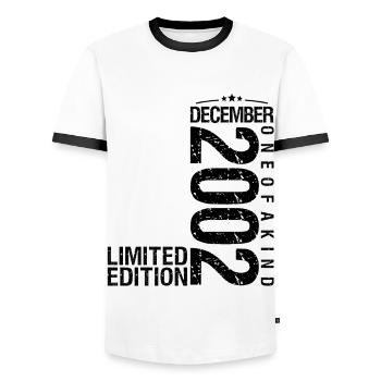 Birthday December 2002 December born in December - Men's Ringer Shirt - white/black - Front - AI Model Female 172 light (172cm) & AI Model Male 178 dark (178cm)